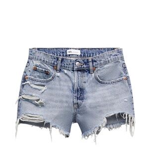 Zara Blue Jean Shorts Distressed Vintage Style